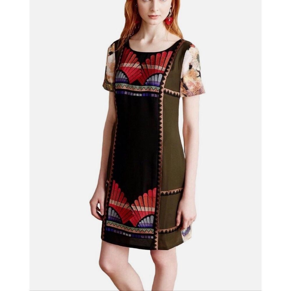 NWOT Ranna Gill Anthropologie Fanned Vignette Shift Dress Women's 6US
